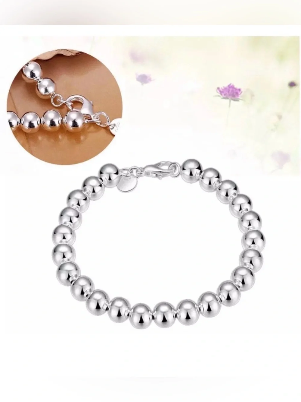 Sterling 925 ~ 8MM Beaded 8inch ~New~